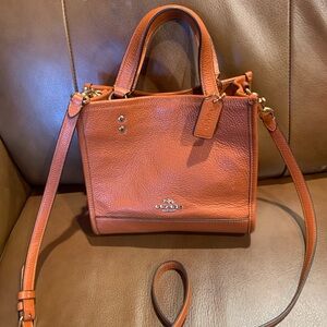 Spring sale! CLASSY COACH PEB LEATHER TOTE SATCHEL UNIQUE WARM SUNSET PUMPKINY